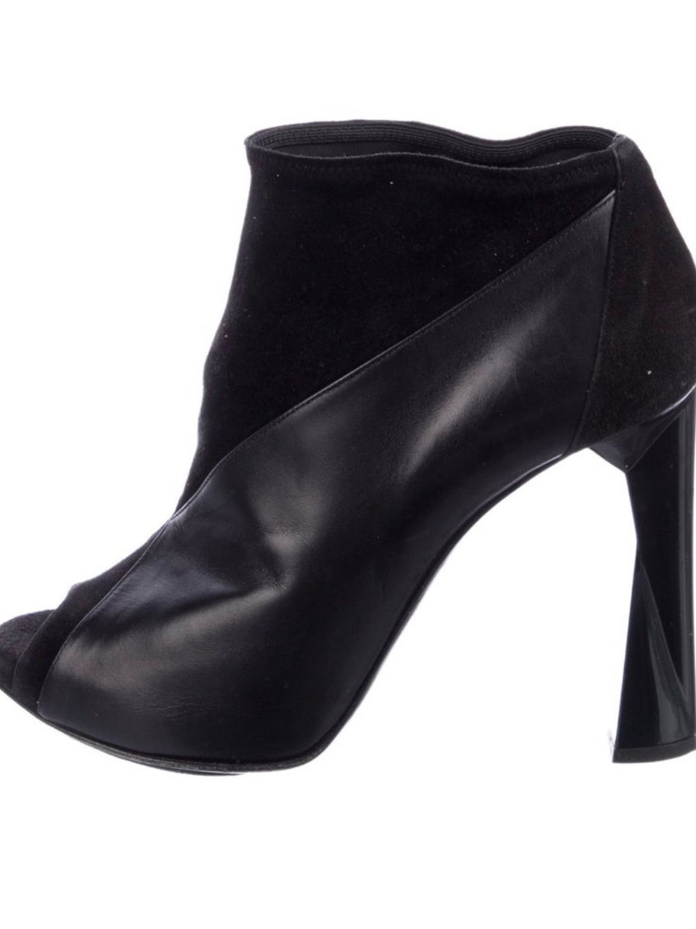 Pierre Hardy Leather Peep-toe Boots Black